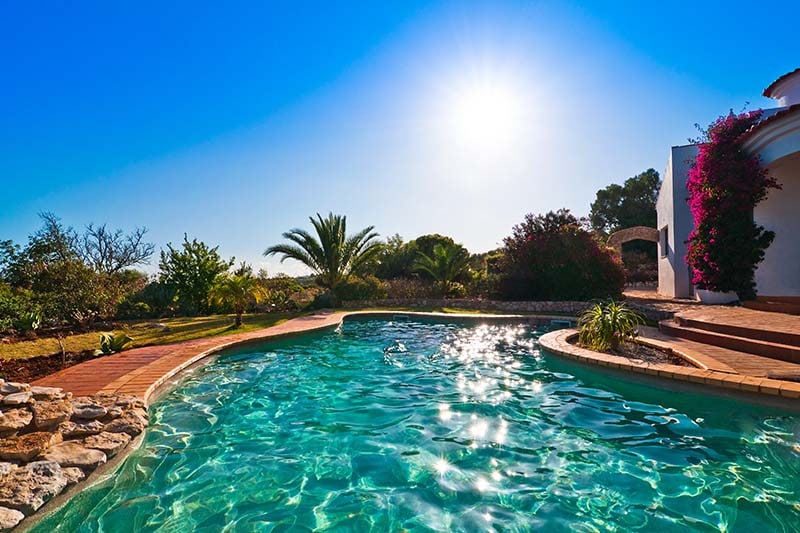 Salt water pool on a sunny day